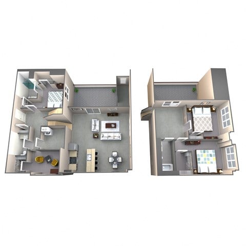 Floor plan for 2 beds, 2.5 baths, 1952 sqft